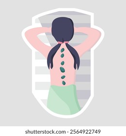 Hot Stone Massage Vector Illustration Sticker. Vector sticker of hot stone massage therapy. Perfect for spa and relaxation designs