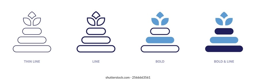 Hot stones icon in 4 different styles. Thin Line, Line, Bold, and Bold Line. Duotone style. Editable stroke.