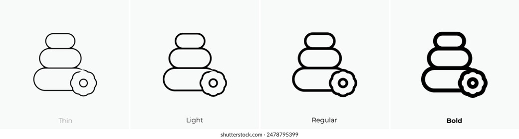 hot stones icon. Thin, Light Regular And Bold style design isolated on white background