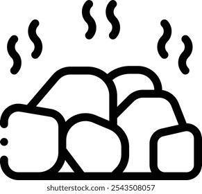 Icono de piedras calientes. Diseño De Estilo Lineal Delgado Aislado Sobre Fondo Blanco