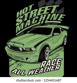 hot street machines, vector car illustrations