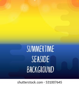 Hot summer abstract background. Yellow sand and blue sea water illustration.