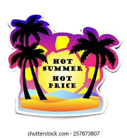hot summer, beach, palm trees