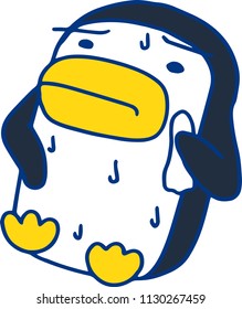 Hot summer black penguin with sweating
