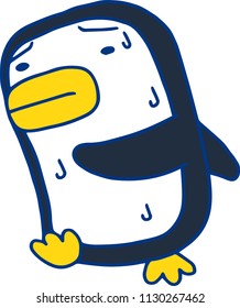 Hot summer black penguin with sweating