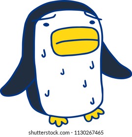 Hot summer black penguin with sweating
