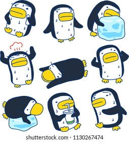 Hot summer black penguin with sweating set