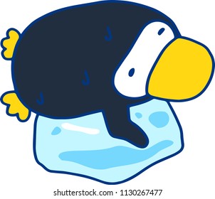 Hot summer black penguin with sweating