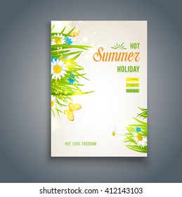 Hot summer card. Nature template for design banner,ticket, leaflet, card, poster and so on. Place for text.