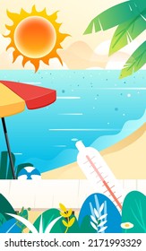 Too Hot In Summer Character Heat Stroke, High Temperature Warning, Hot Summer Day, Vector Illustration