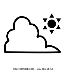 Hot summer cloud icon with strong sunlight