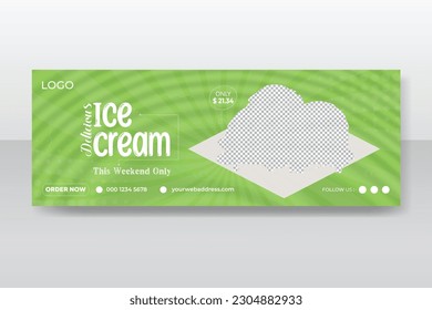 Hot summer delicious ice cream Facebook cover or web banner design