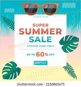 Hot summer end sales square flyer for social media post 