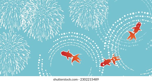 hot summer goldfish fireworks summer background