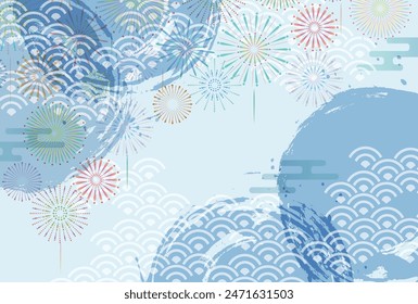 hot summer greeting fireworks watercolor background