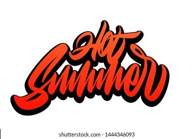 Hot summer. Handwritten vector lettering design. Vector calligraphy illustration isolated. Typography for banners, badges, postcard, t-shirt, prints, posters.