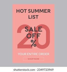 Hot summer list sale 20% off discount promotion poster 