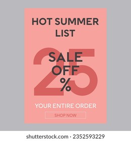 Hot summer list sale 25% off discount promotion poster 