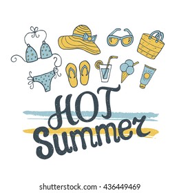 Hot summer. Logo design for banner, poster, flyer, cover, brochure.