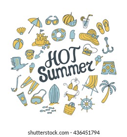 Hot summer. Logo design for banner, poster, flyer, cover, brochure.