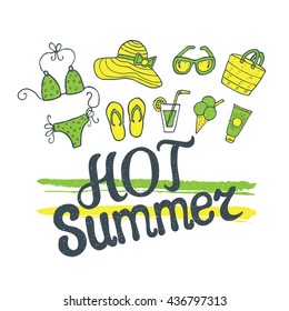 Hot summer. Logo design for banner, poster, cover, brochure.