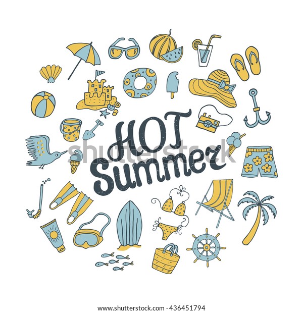 Hot Summer Logo Design Banner Poster Stock Vector Royalty Free