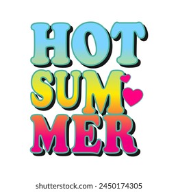 Hot summer love gradient heart, Graphic design print t-shirts fashion, illustration, vector, posters, cards, stickers, mug