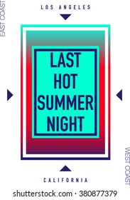 HOT SUMMER NIGHT Stock Vector Illustration: T-Shirt Design / Print Design