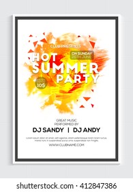 Hot Summer Party Template, Musical Party Banner, Dance Party Flyer or Club Invitation design.
