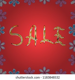 Hot Summer Sale Banner Design. Hand Drawn Text on cute Background. Vector Advertising pictures in orange, white and pink colors. Seamless.