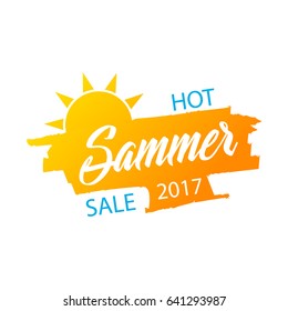 Hot summer sale banner, stylish vector design on white background