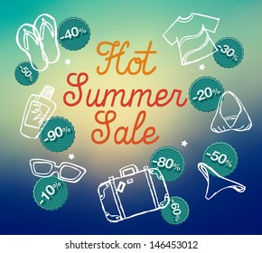 Hot summer sale banner vector illustration