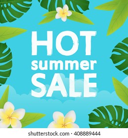 Hot summer sale banner.Vector illustrator.