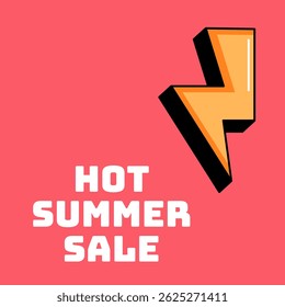 Hot summer sale card. Retro flat vector illustration
