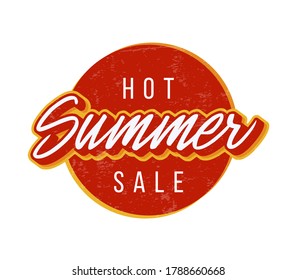 Hot summer sale circle. Vector illustration with typography text for big sales and texture