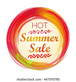 Hot summer sale lettering. Summer sale banner. Vector illustration