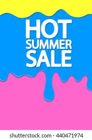 Hot Summer Sale, melted cream, offer brochure design, size A4, vector illustration