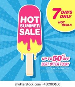 Hot summer sale. Melting ice cream