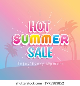 hot summer sale over beach background. summer banner. vector illustration