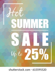 Hot Summer Sale over polygonal background. Design for your projects, posters, web, prints etc.
