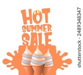 Hot summer sale sticker, label, posater,banner, tag isolated on transparent background with melting ice cream. Vector hot summer sale vinrage retro orange banner and icon. Total clearance clip art 