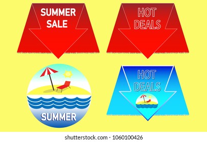 Hot summer sale. Hot summer time. Summer vacation poster. 