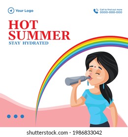 Hot summer stay hydrated banner design template.