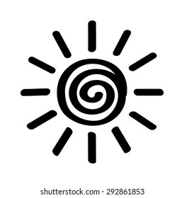 Hot summer sun scribble / drawing / doddle line art vector icon for apps and websites