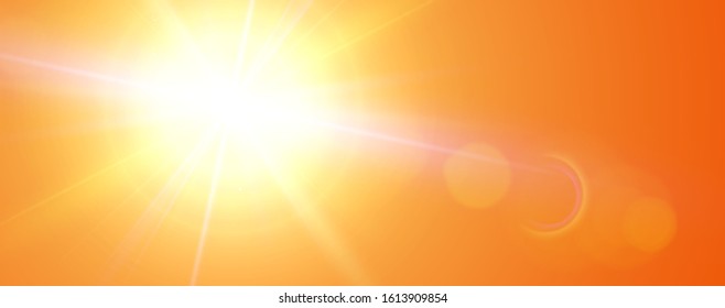 Hot Summer Sun. Sunny Lens Flare Background. Vector Illustration.