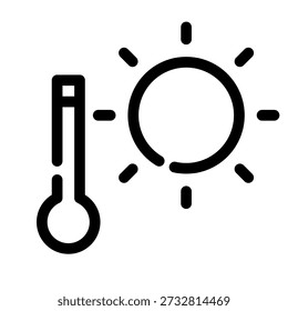 Hot Summer Sun with Thermometer Icon - High Temperature Concept