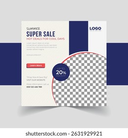 Hot Summer Super Sale Social Media Banner  Cool Deals for Black Friday and Seasonal Promotion, Summer Discount Promotion Template, Super Sale and Black Friday Social Media Banner