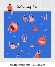 hot summer swimming people vector illustration flat design