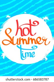 Hot Summer time, poster design template, vector illustration