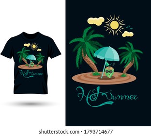 Hot summer  t-shirts vector with t-shirts mockup
